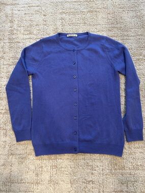 WoolOvers Blue Merino Wool Cashmere Button Cardigan Sweater S